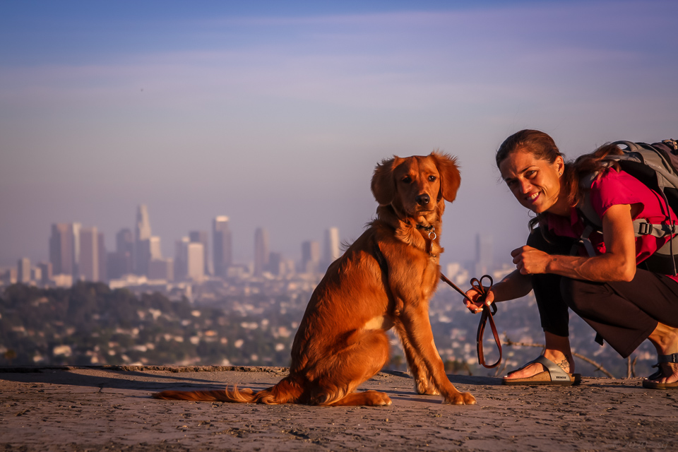 Lisa Filpi hiking in Griffith Park with her dog, Sandy.