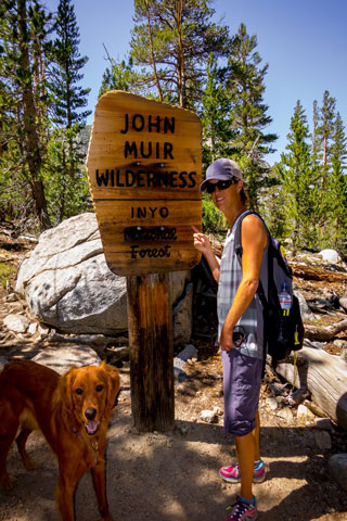 Lisa Filpi hiking with Sandy in the John Muir Wildnerness.